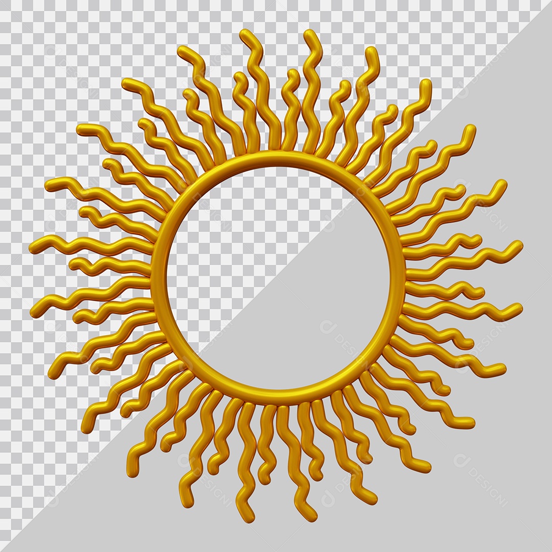 Moldura Quadro dourado Ilustração 3D PSD