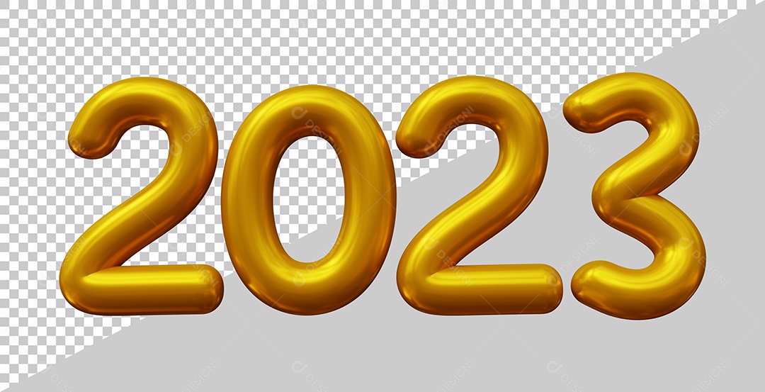 Feliz ano novo número 2023 dourado Ilustração 3D PSD