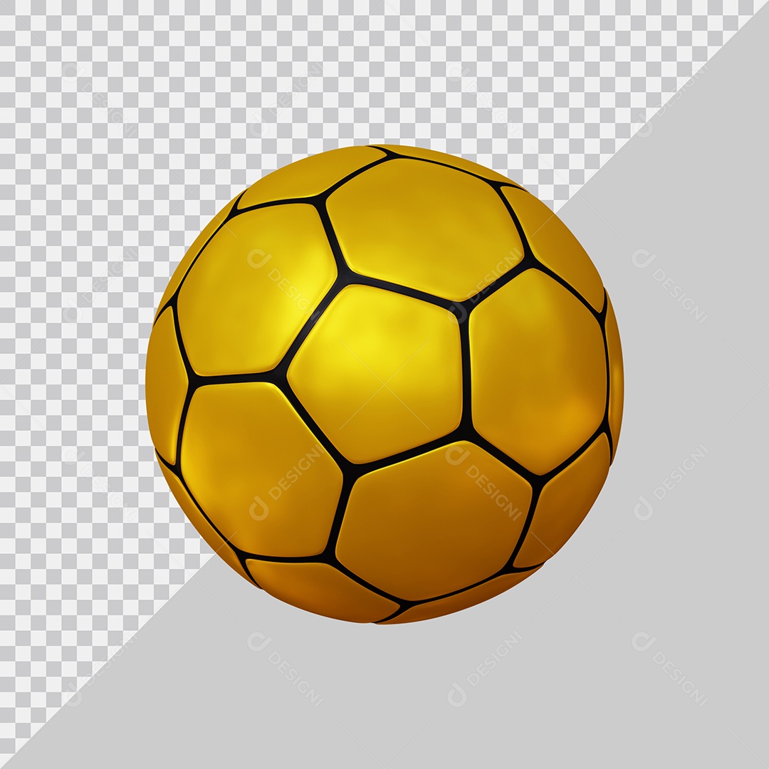 Bola de futebol dourado Ilustração 3D PSD