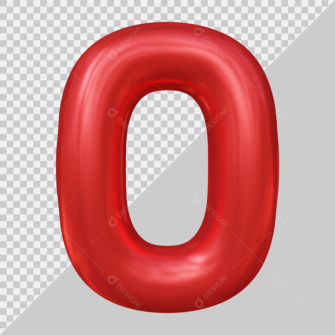 Número 0 Vermelho Ilustração 3D PSD