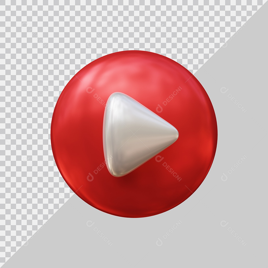 Reproduzir ícone de mídia social botão Ilustração 3D PSD