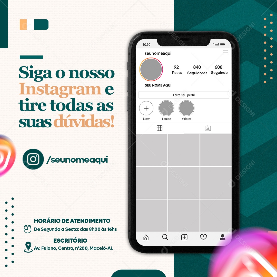 Social Media Advocacia Siga o Nossa Instagram PSD Editável