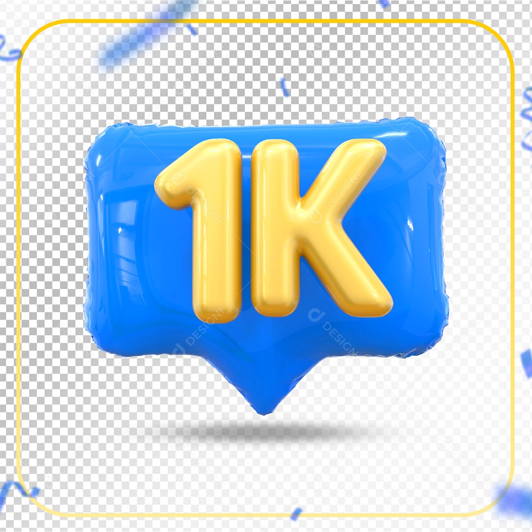 Elemento 3D Ícone Azul 1K Social Media PSD Editável
