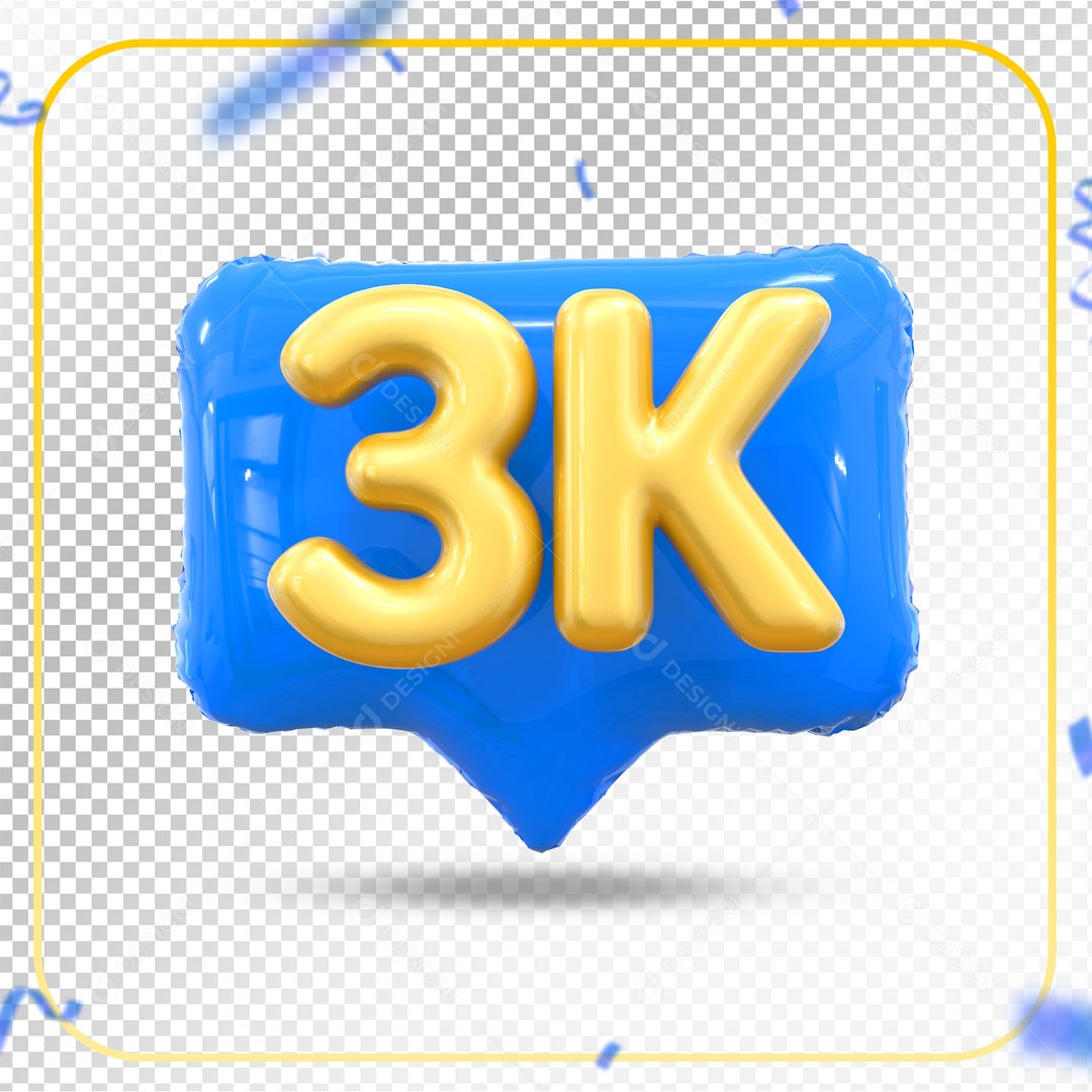 Elemento 3D Ícone Azul 3K Social Media PSD Editável