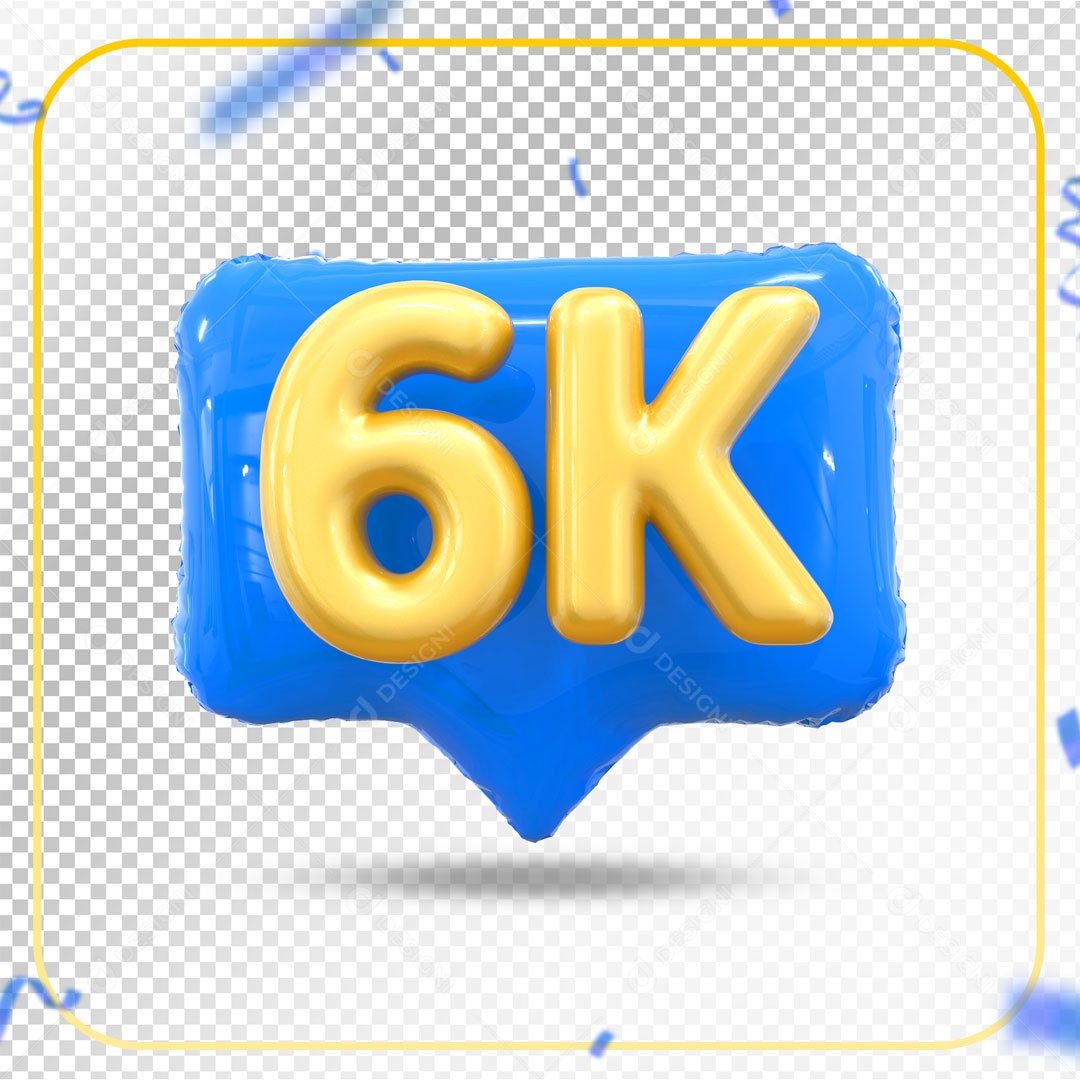 Elemento 3D Ícone Azul 6K Social Media PSD Editável