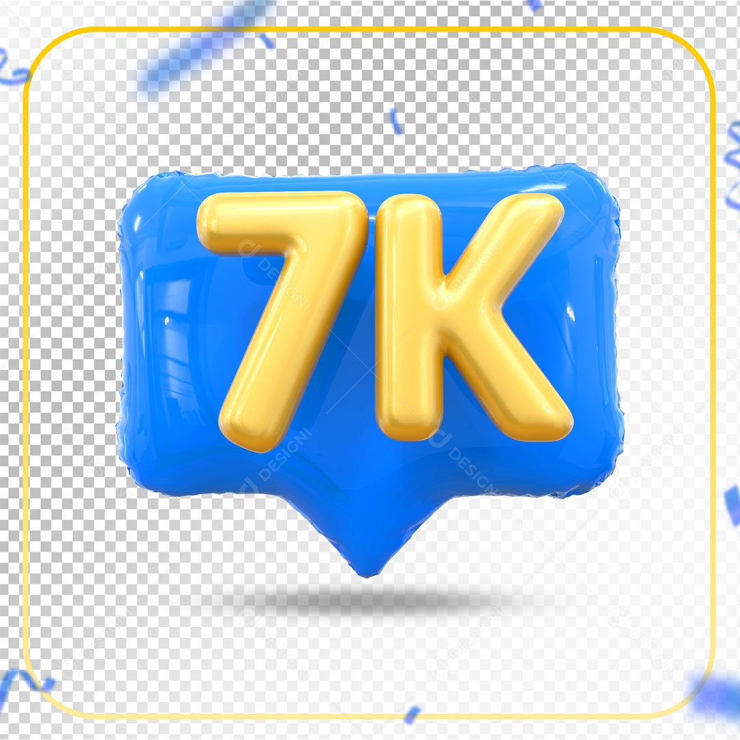 Elemento 3D Ícone Azul 7K Social Media PSD Editável