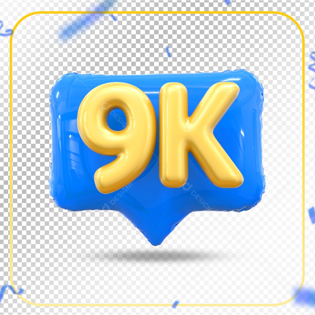 Elemento 3D Ícone Azul 9K Social Media PSD Editável