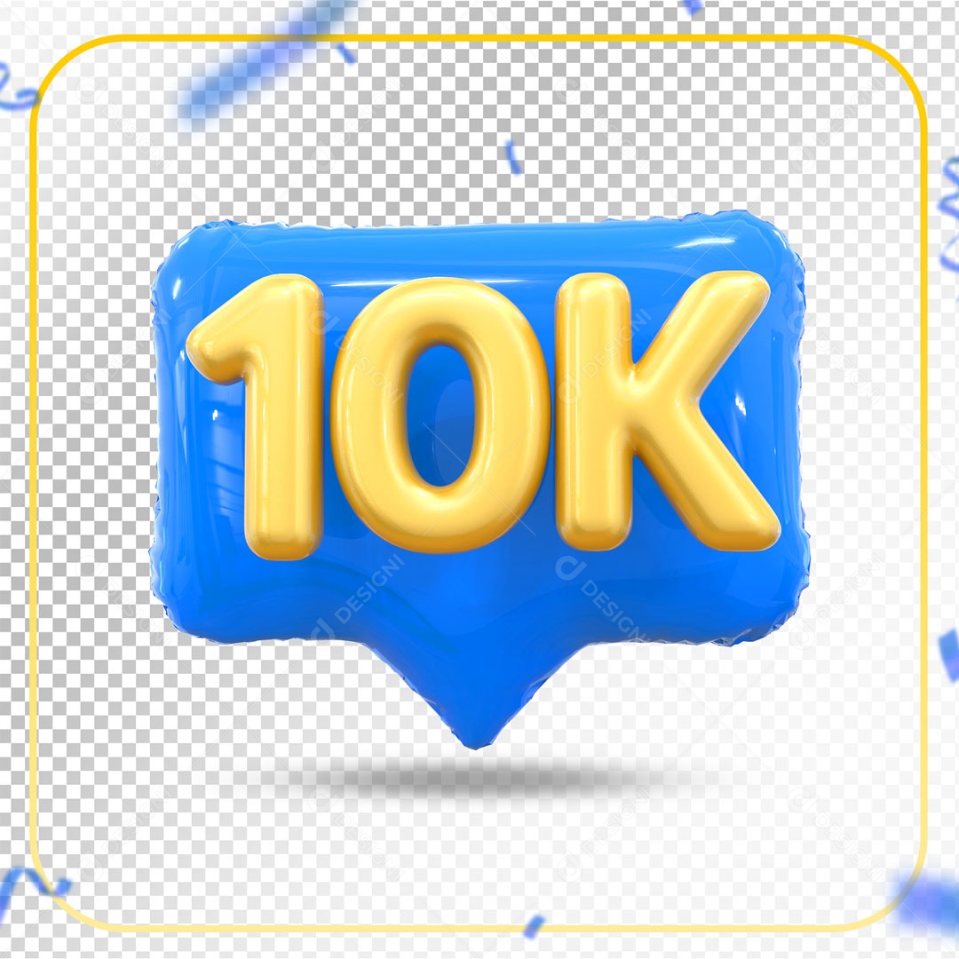 Elemento 3D Ícone Azul 10K Social Media PSD Editável