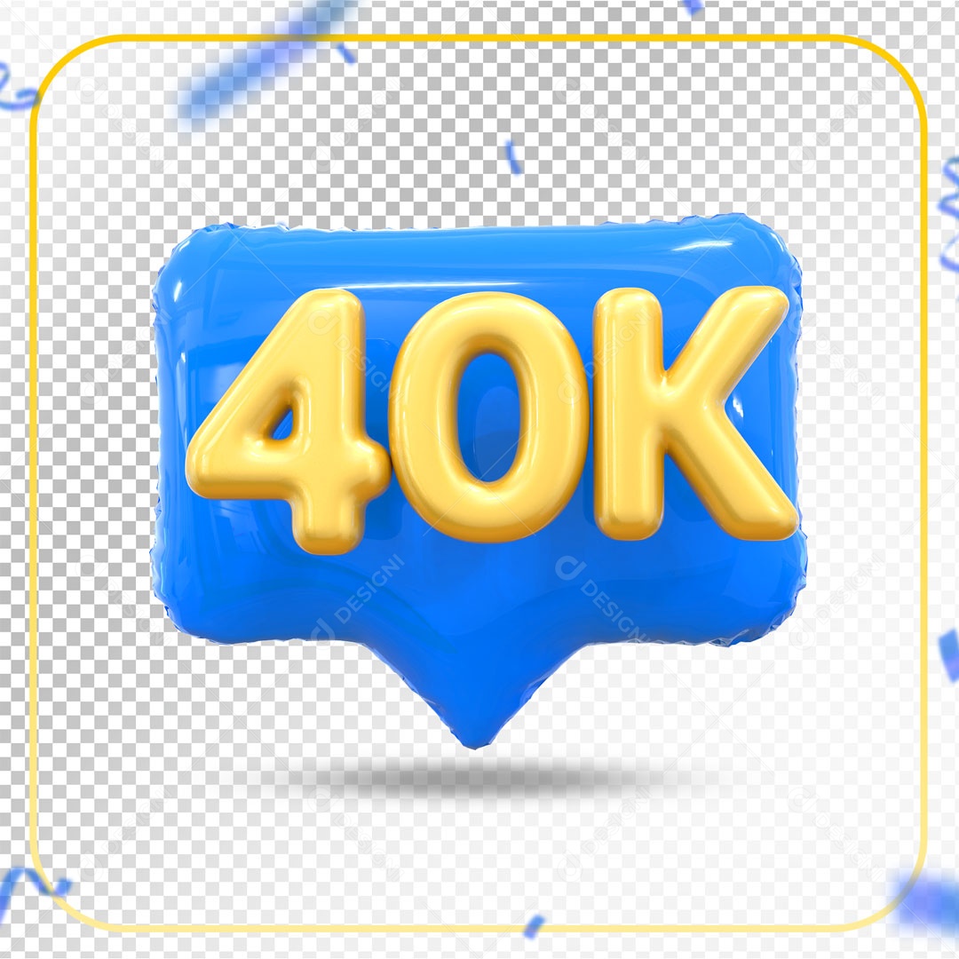 Elemento 3D Ícone Azul 40K Social Media PSD Editável