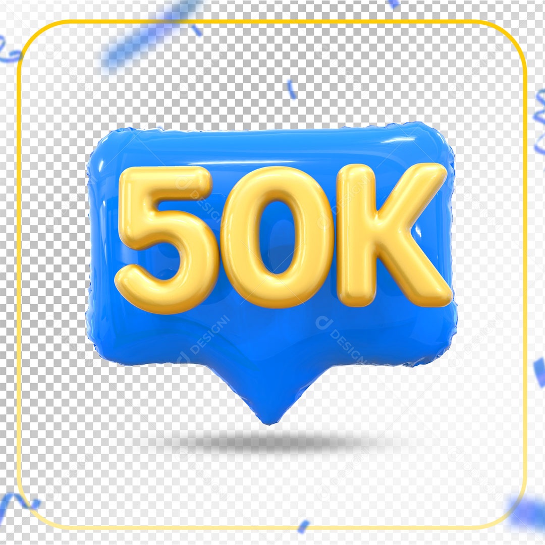 Elemento 3D Ícone Azul 50K Social Media PSD Editável