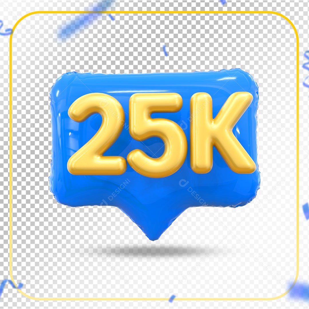 Elemento 3D Ícone Azul 25K Social Media PSD Editável