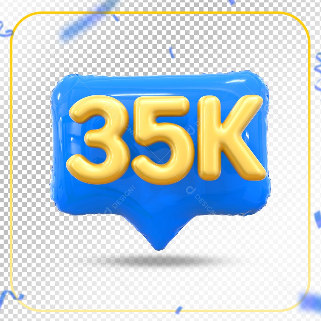 Elemento 3D Ícone Azul 35K Social Media PSD Editável