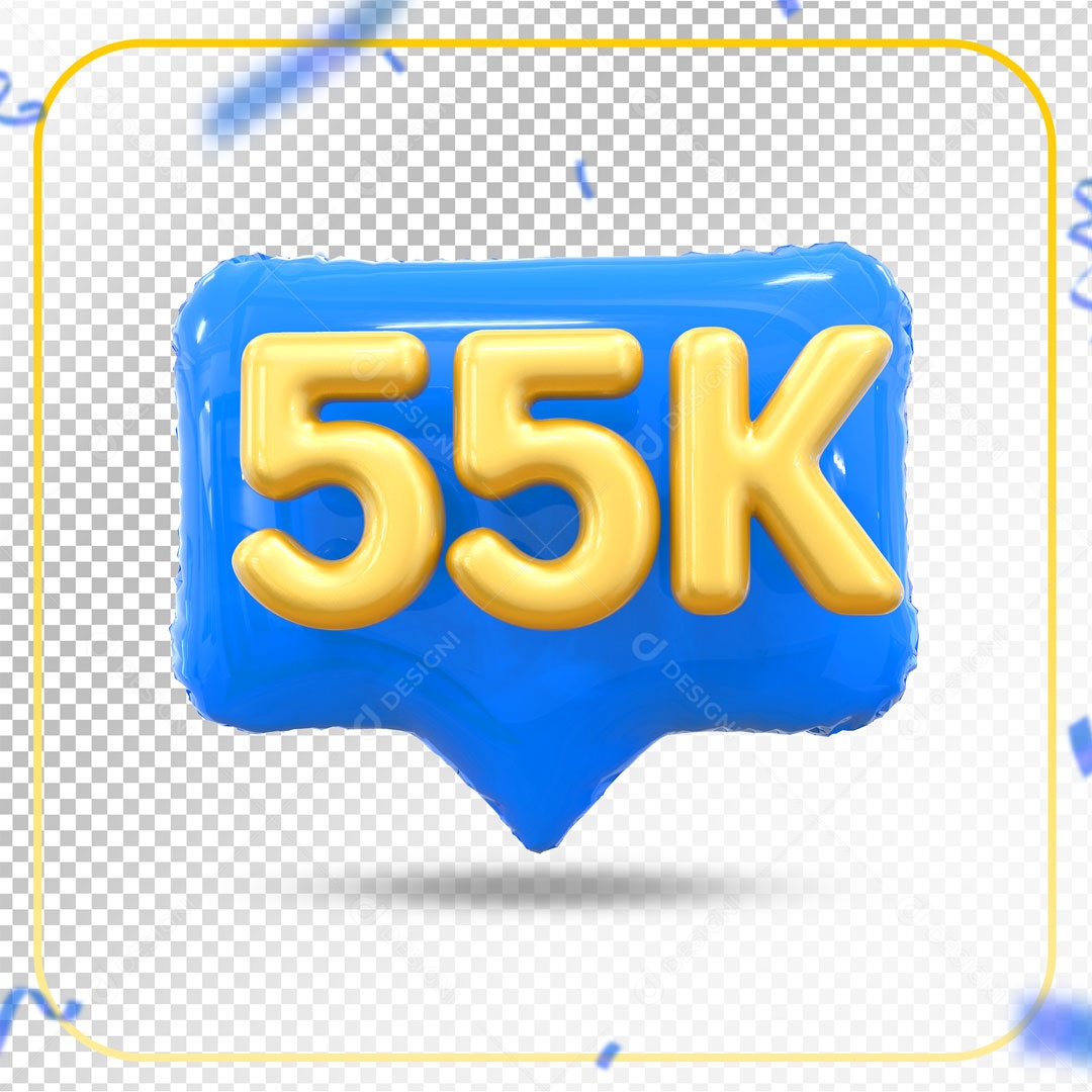 Elemento 3D Ícone Azul 55K Social Media PSD Editável