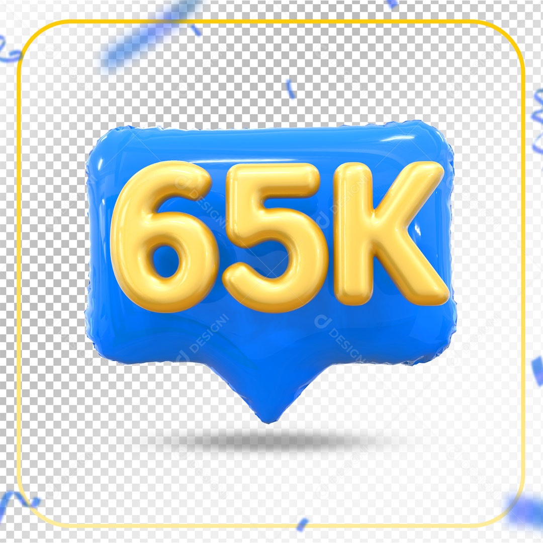 Elemento 3D Ícone Azul 65K Social Media PSD Editável