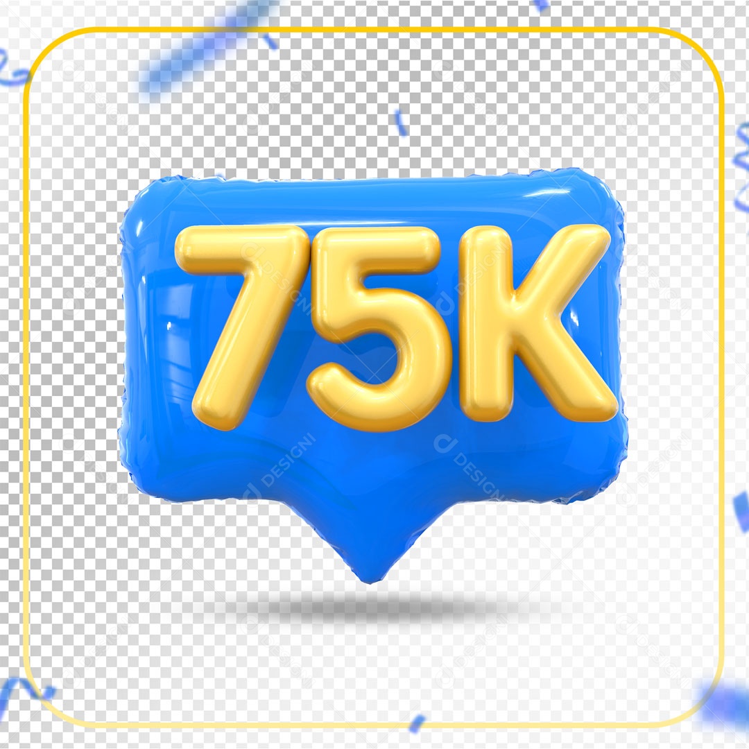 Elemento 3D Ícone Azul 75K Social Media PSD Editável