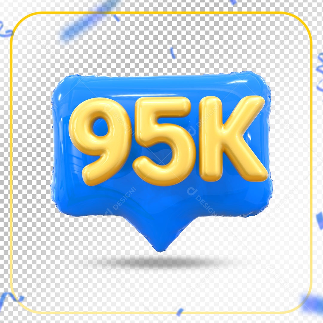 3D Element Icon Blue 95K Social Media Editable PSD
