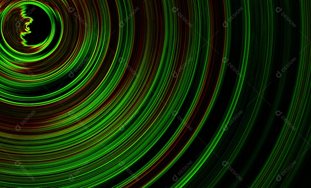 Bela ilustração abstrata com círculos coloridos em verde, vermelho e preto. Tiro horizontal.