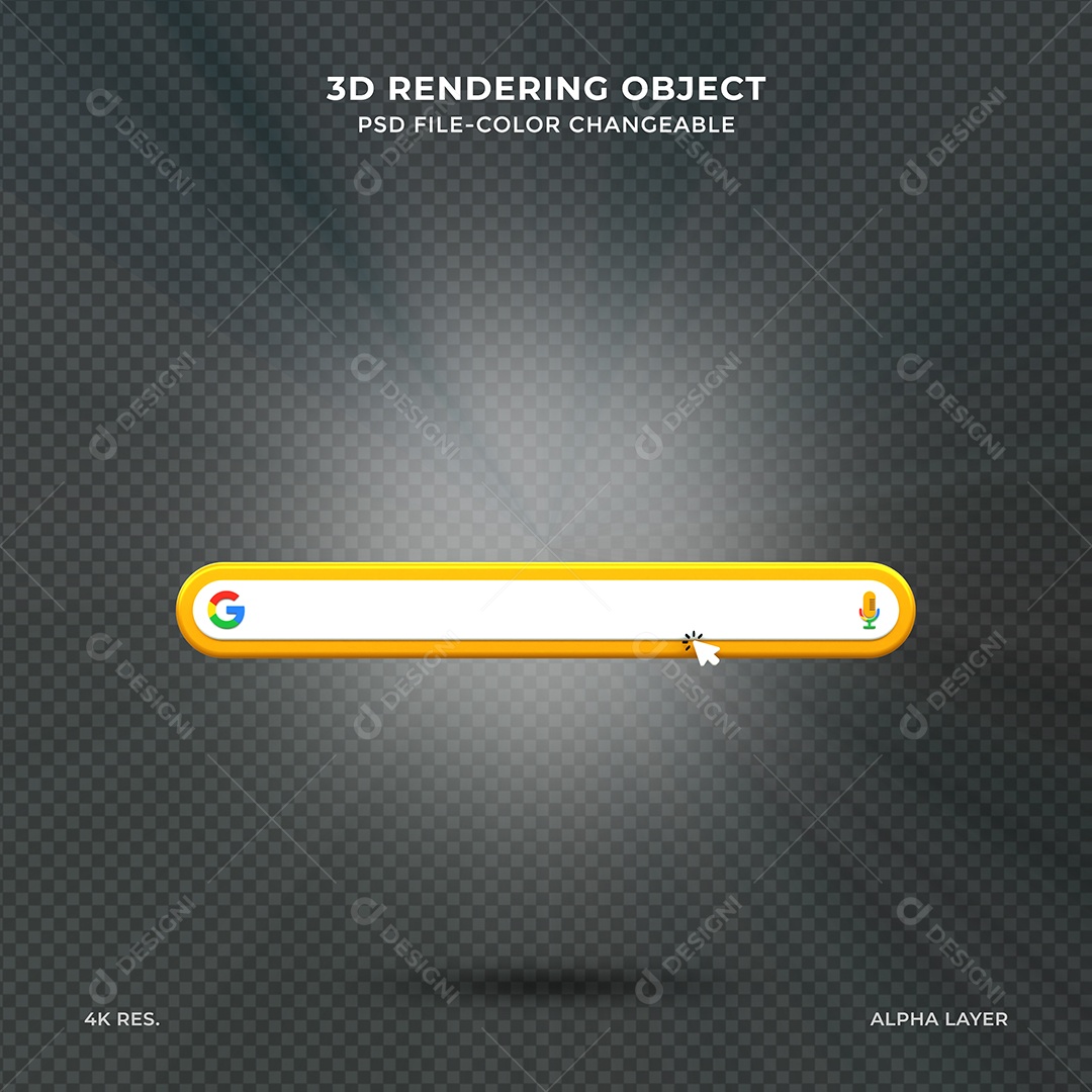 Barra de Pesquisar do Navegador Google Elemento 3D para Composição PSD