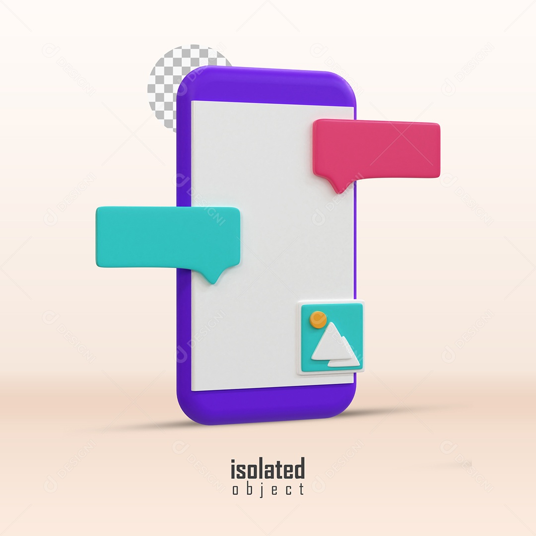 Celular com mensagens de texto Ilustração 3D PSD