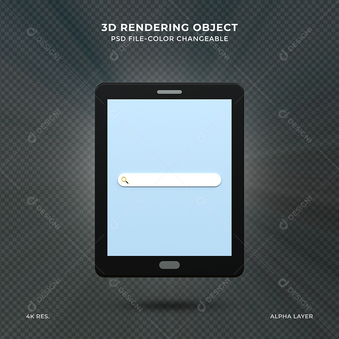 Tablet com barra de pesquisa Elemento 3D PSD