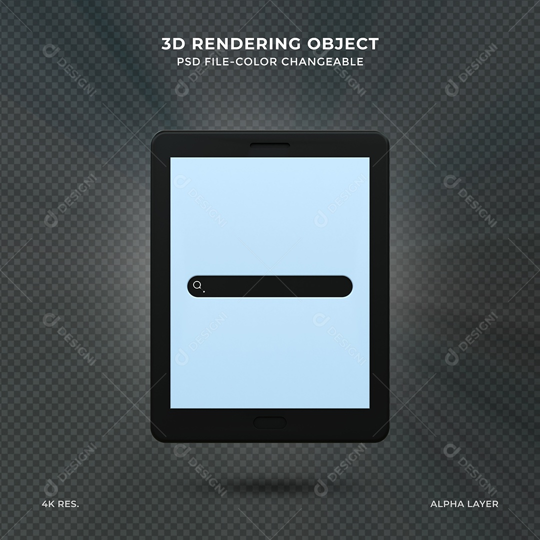 Tablet com barra de pesquisa Elemento 3D PSD