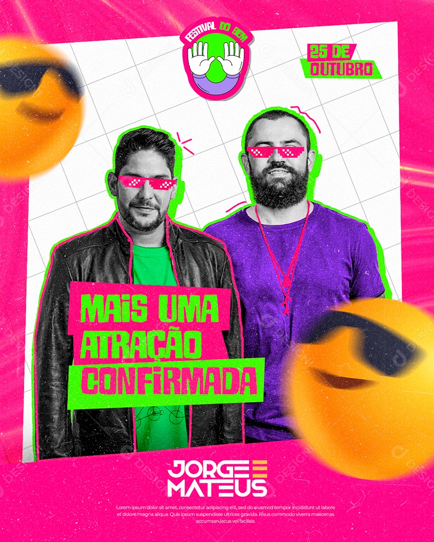 Mais uma atração Confirmada Jorge e Matheus Flyers Festival do Bem Social Media PSD Editável
