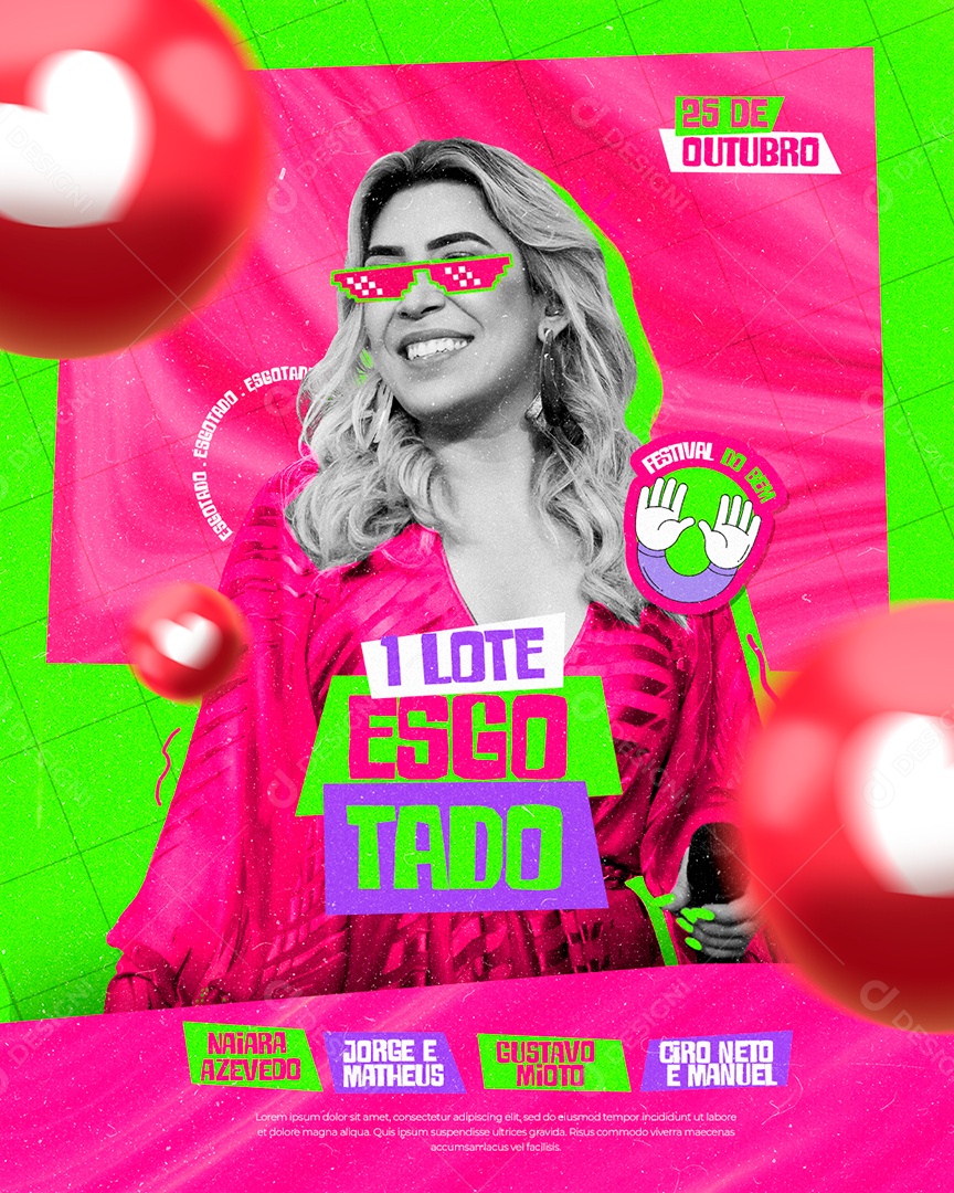 Primeiro Lote Esgotado Naiara Azevedo Flyers Festival do bem Social Media PSD Editável