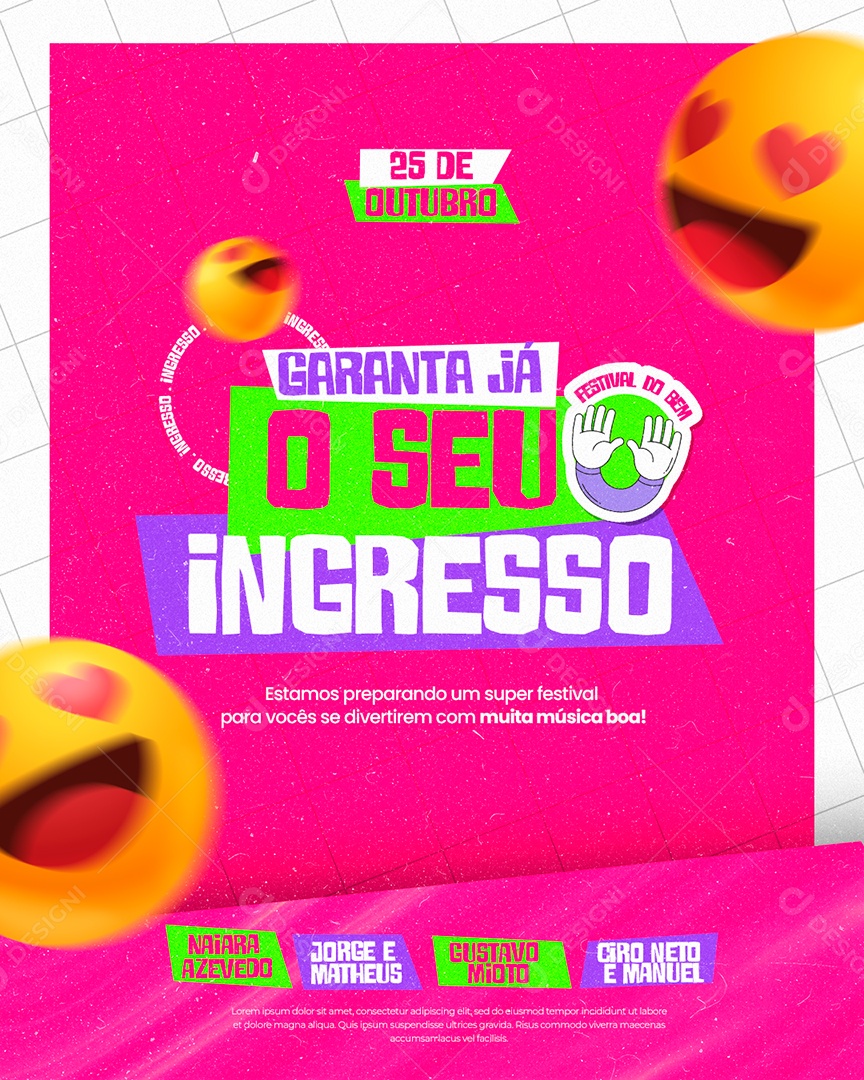Garanta já o seu Ingresso Flyers Festival do Bem Social Media PSD Editável