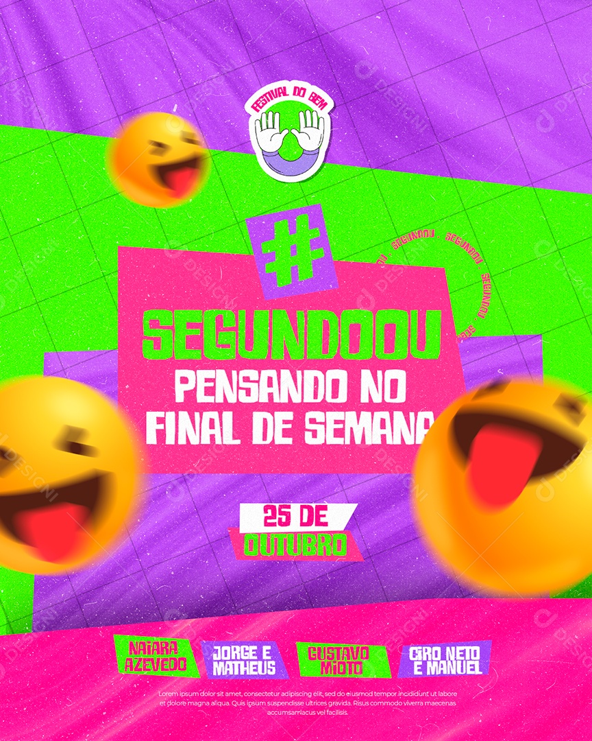 Segundoou pensando no Final de Semana Flyers Festival Social Media PSD Editável