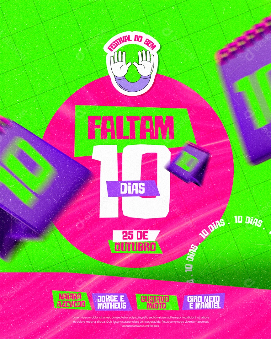 Faltam 10 Dias Flyers Festival do Bem Social Media PSD Editável