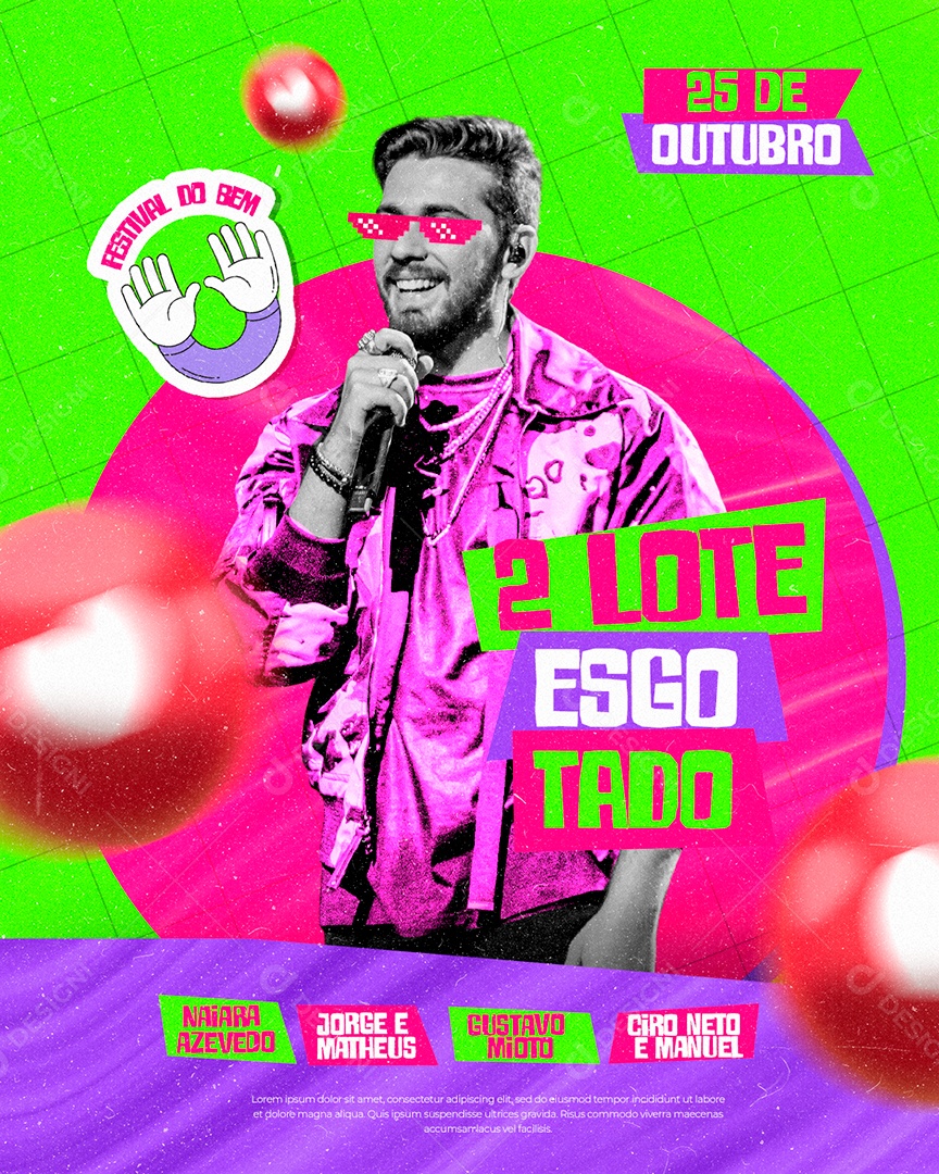 Segundo Lote Esgotado Gustavo Mioto Flyers Festival do Bem Social Media PSD Editável