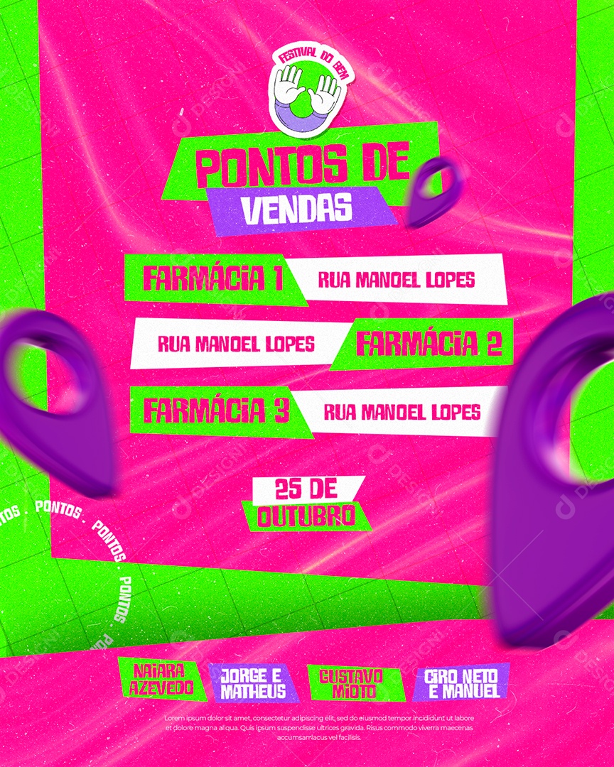 Pontos de Vendas Flyers Festival do Bem Social Media PSD Editável