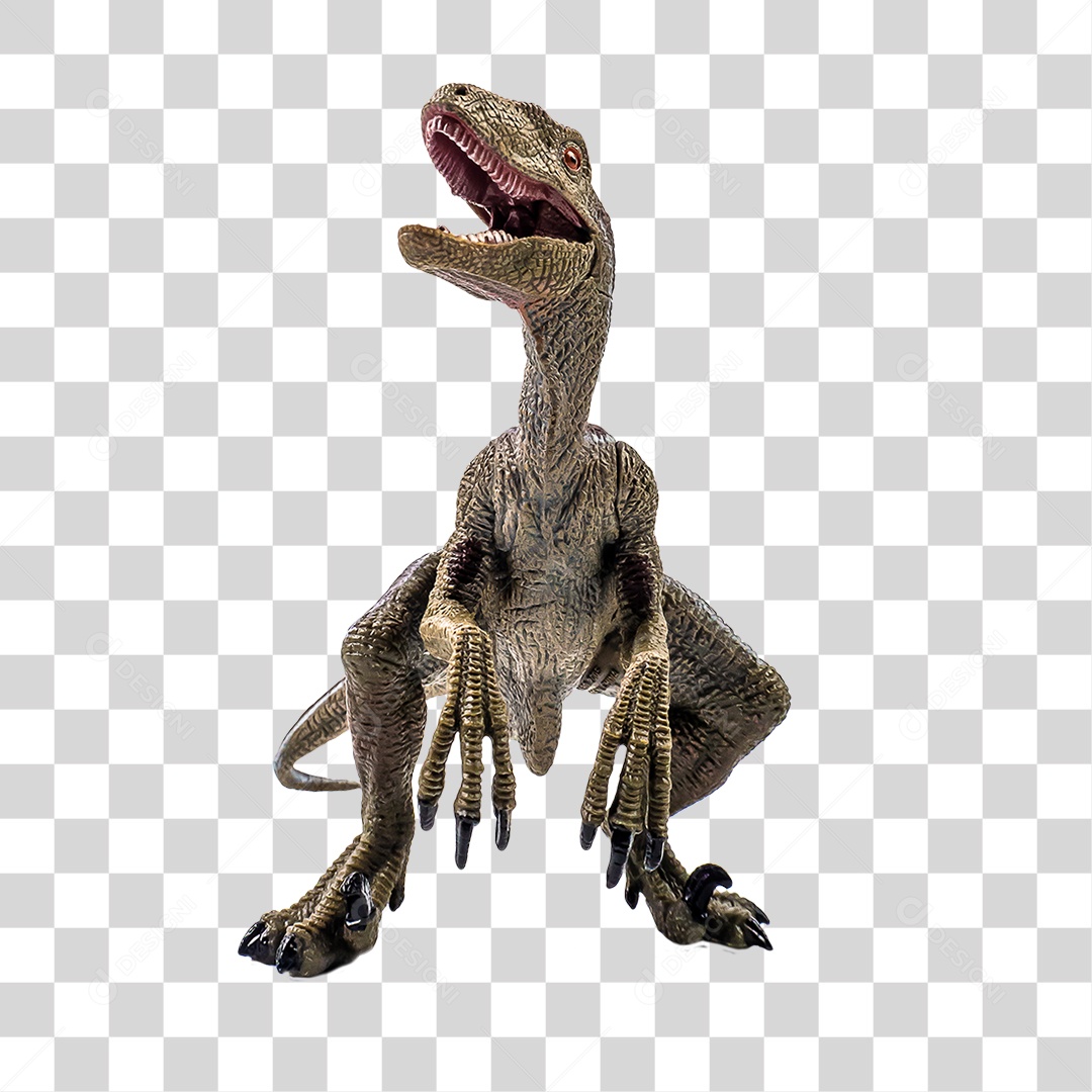 Objeto 3D Dinossauro Velociraptor Para Composição PNG Transparente