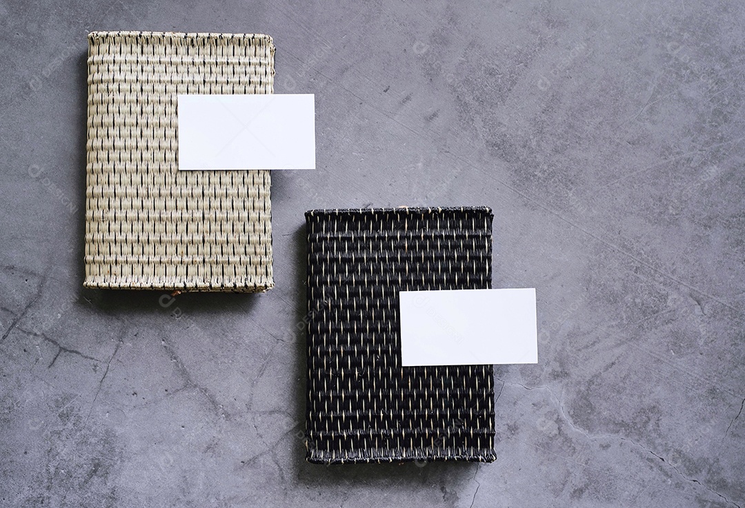 Cartão de nome comercial de identidade de marca plana na capa do livro de vime