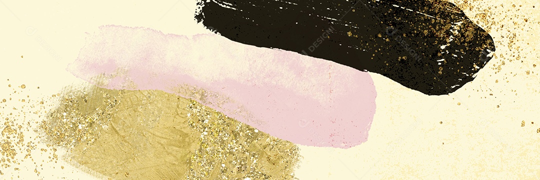 Abstrata forma moderna de aquarela com grão de ruído de glitter dourado