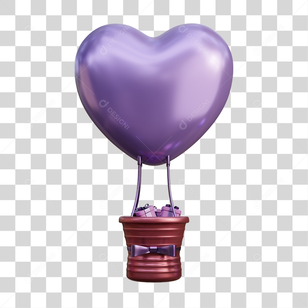 Caixa de Presente com Coração PNG Transparente