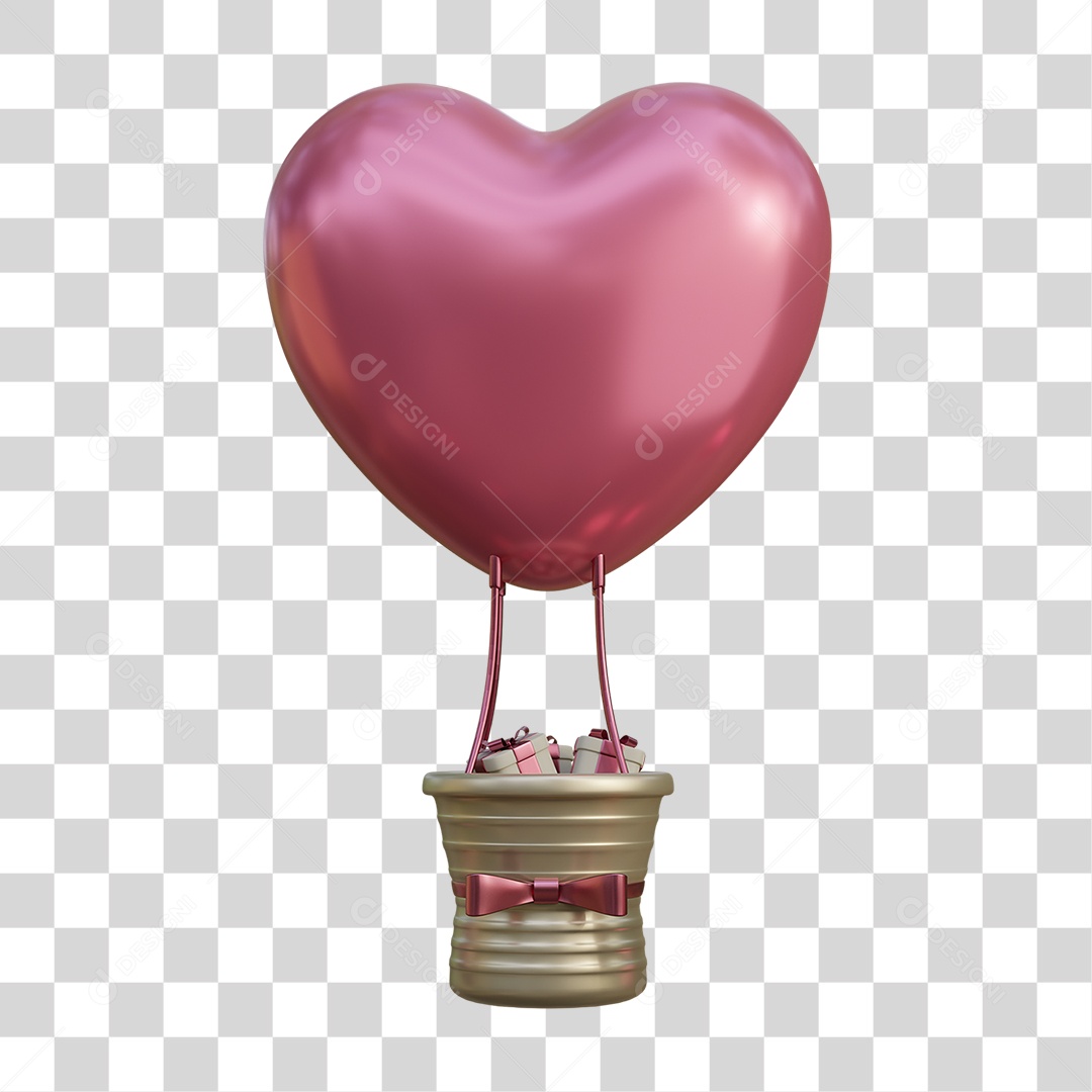 Caixa de Presente com Coração PNG Transparente