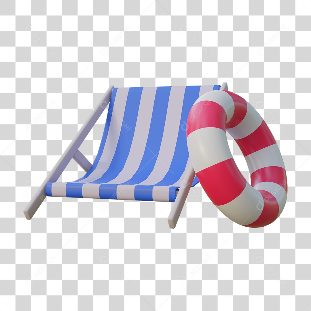 Cadeira e Boia de Praia PNG Transparente