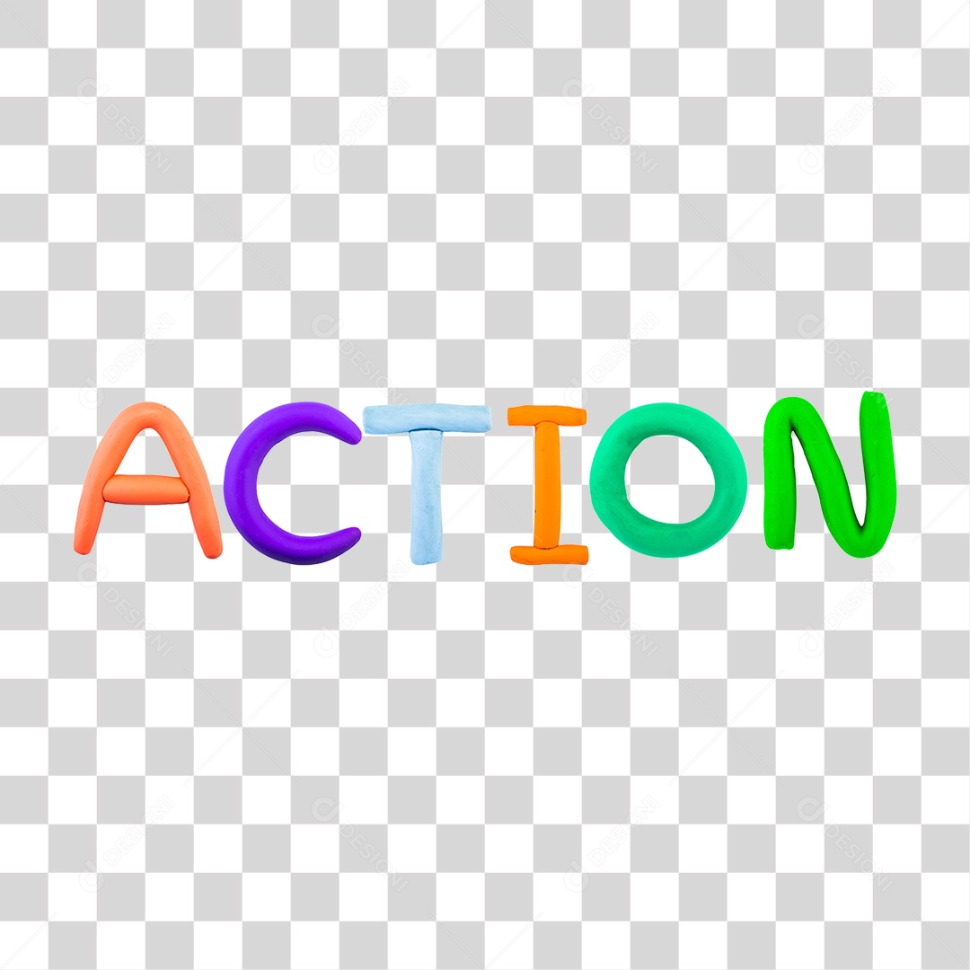 Texto 3D Actiion Para Composição PNG Transparente