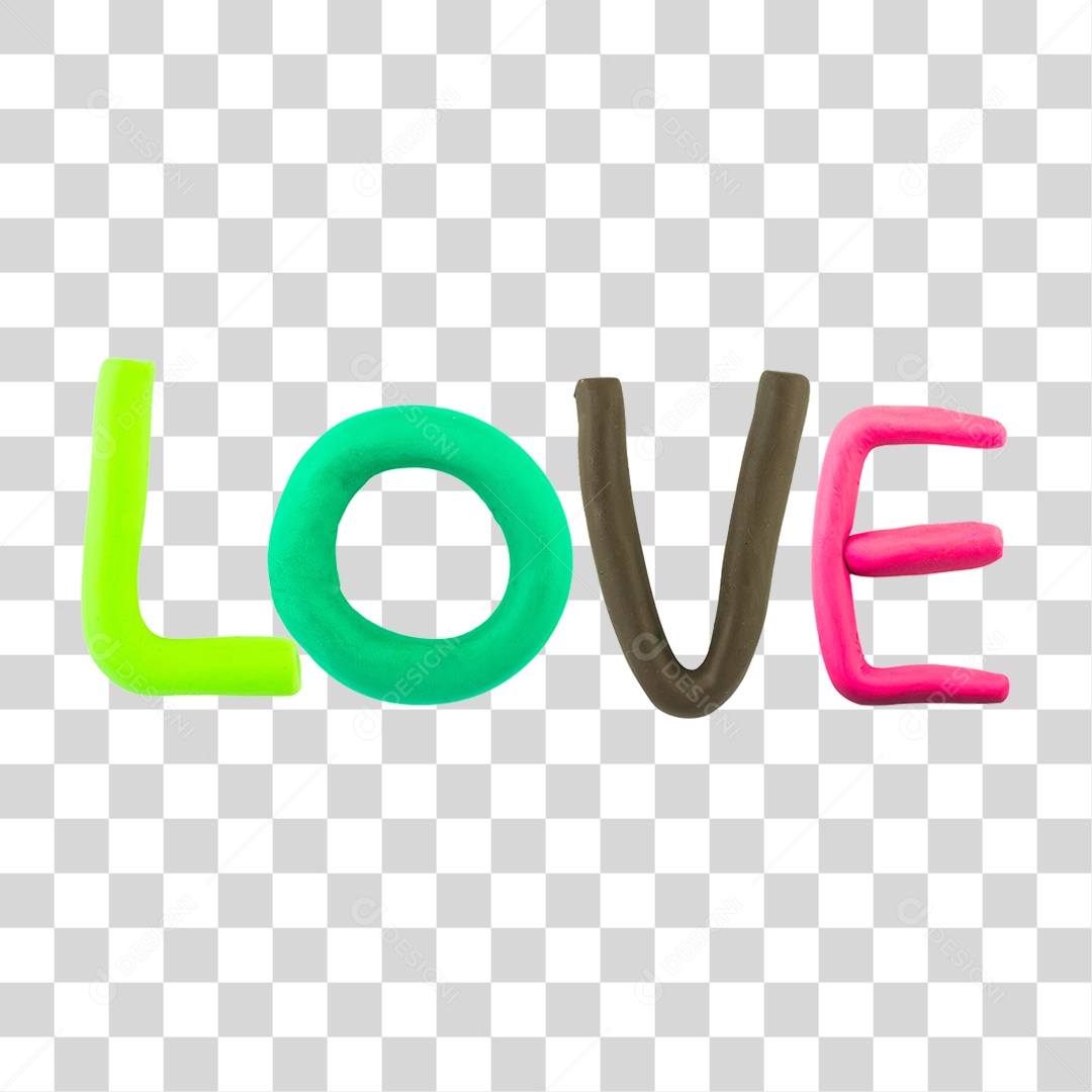 Texto 3D Love Para Composição PNG Transparente