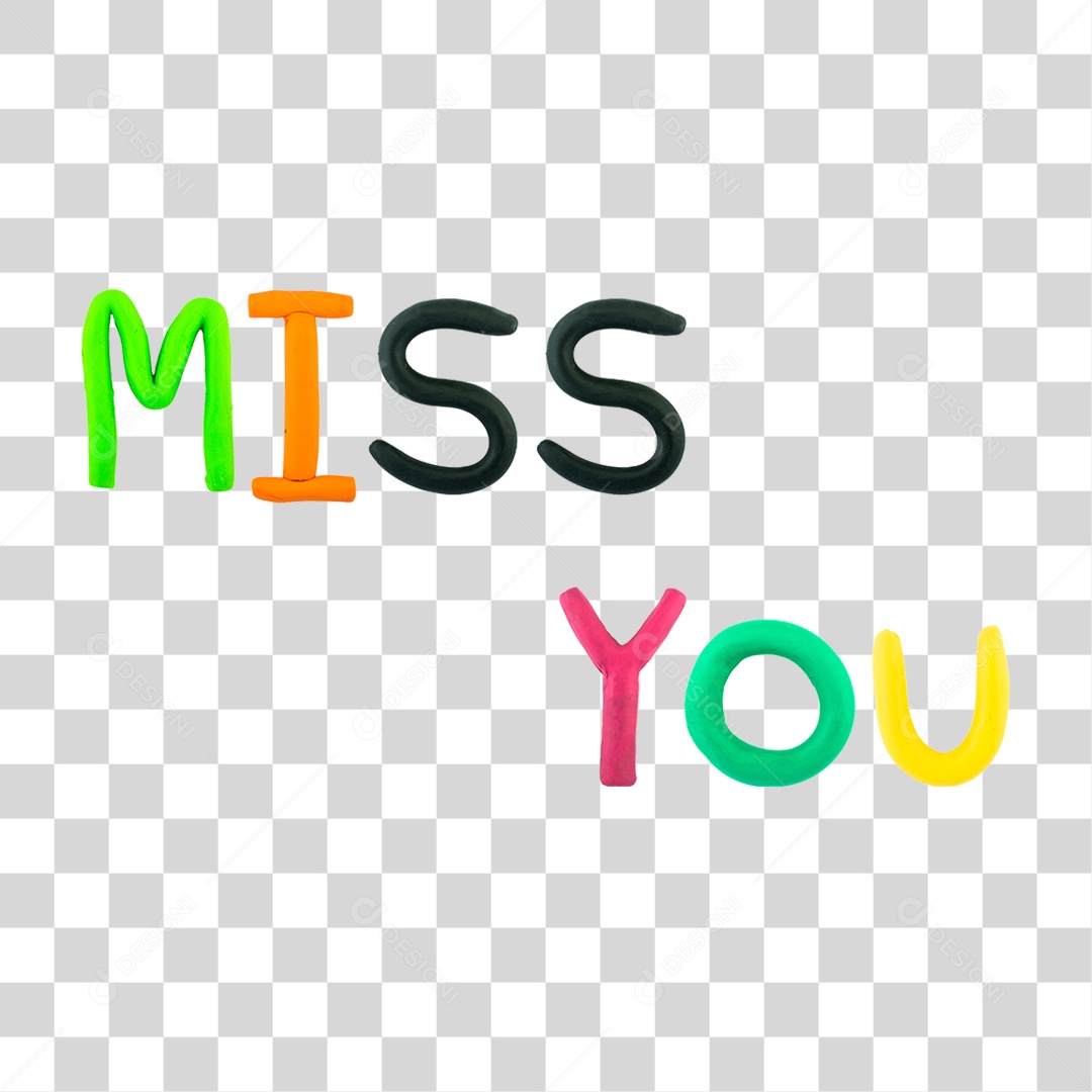 Texto 3D Miss You Para Composição PNG Transparente