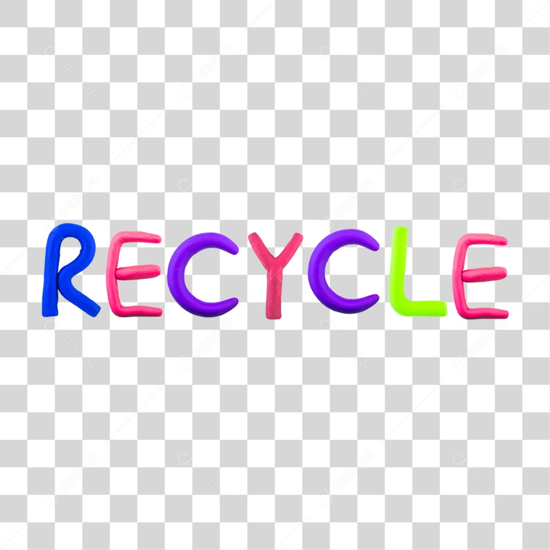Texto 3D Recycle Para Composição PNG Transparente