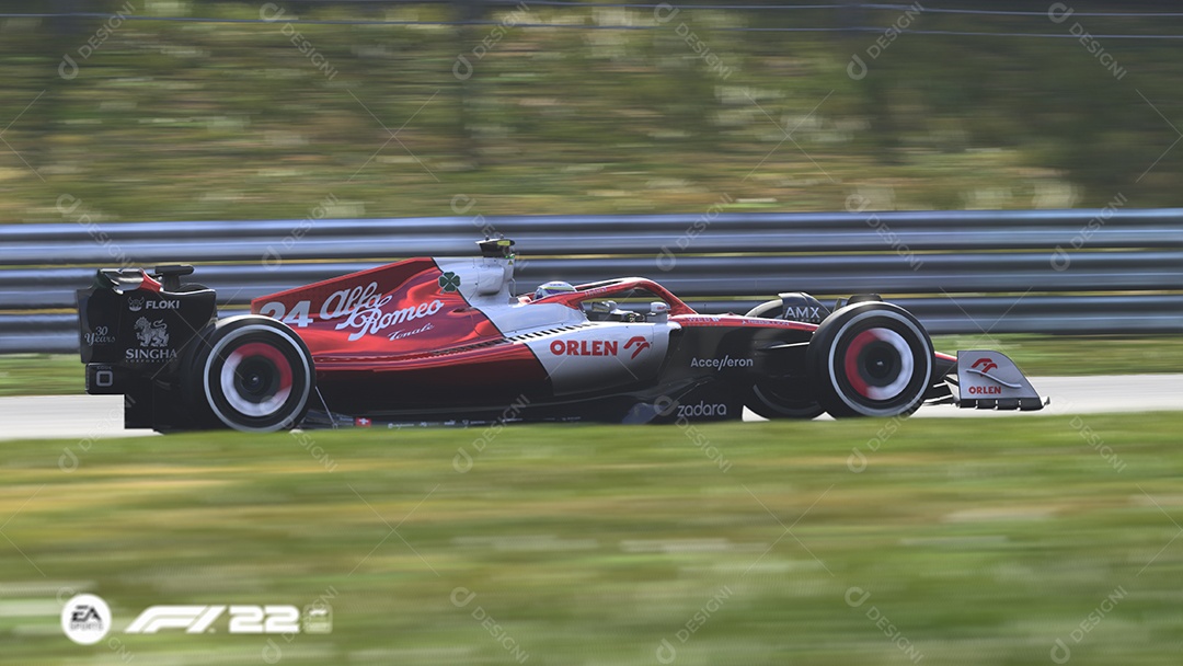 Ilustração 3D do carro Alfa Romeo F1 São Paulo, Brasil.