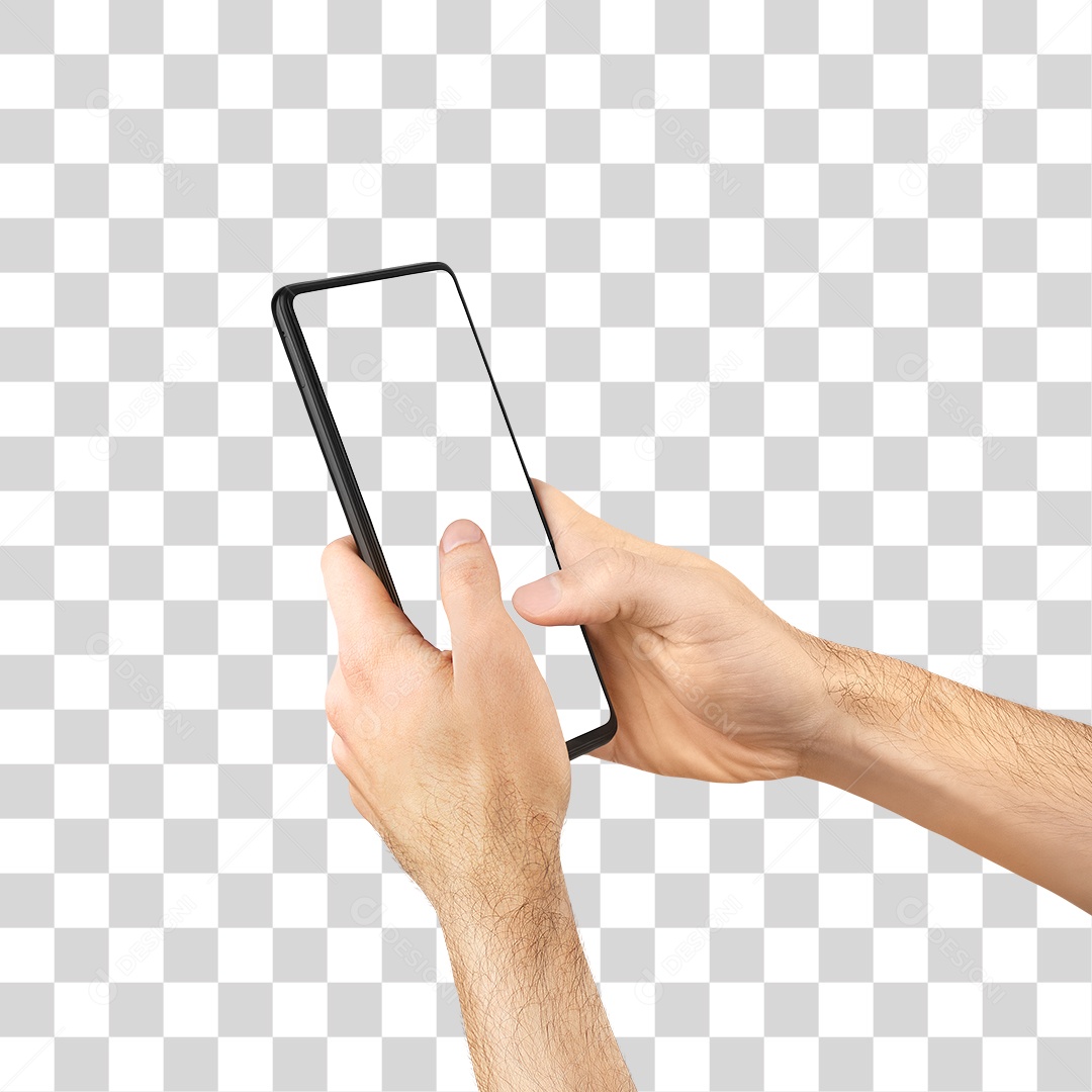 Celular na Mão Smartphone PNG sem Fundo Digitando