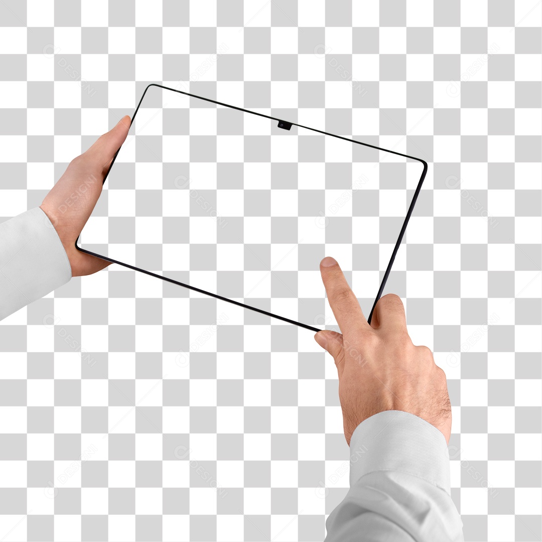 Tablet na Mão PNG Dedo na Tela