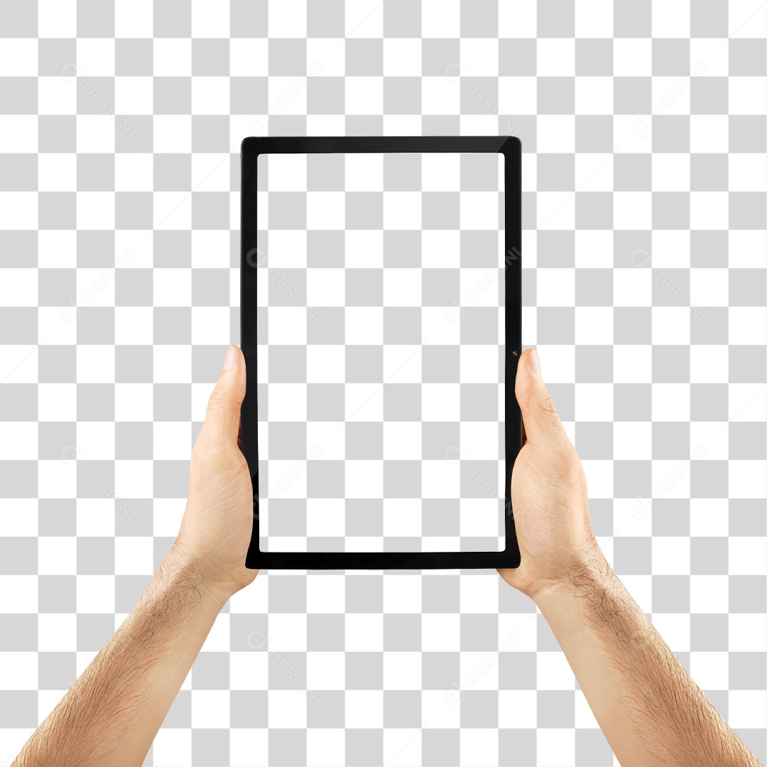 Tablet na Mão PNG em Pé