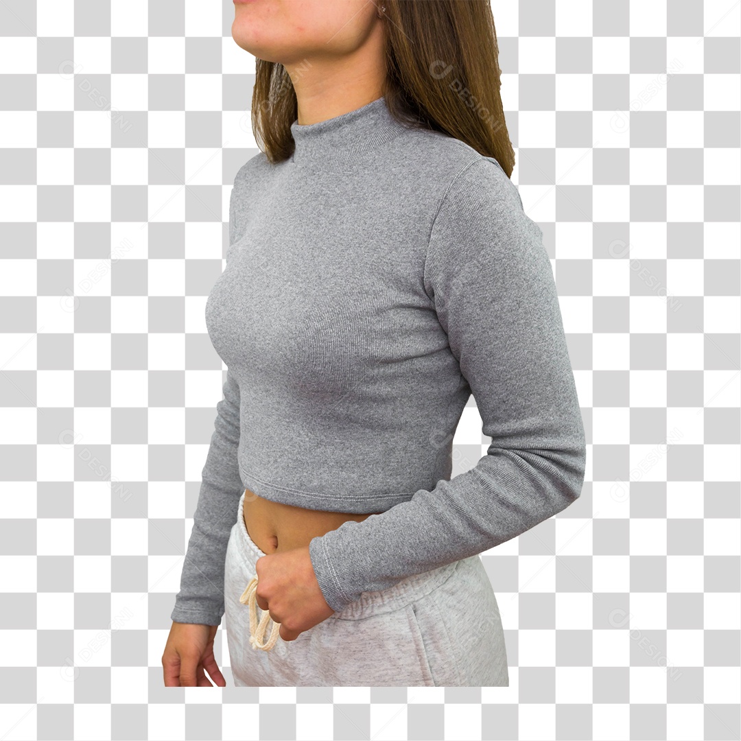 Camisa de Mangas Compridas Cinza PNG Transparente