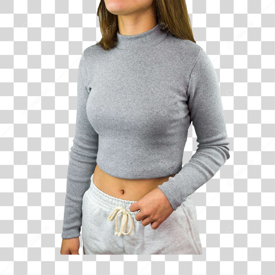 Camisa de Mangas Compridas Cinza PNG Transparente