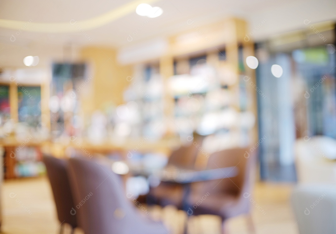 Fundo desfocado: interior do café ou restaurante com luz