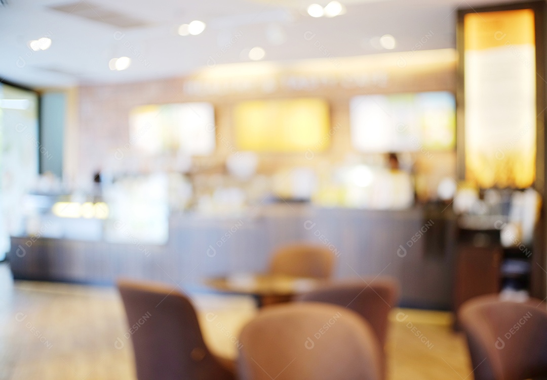 Fundo desfocado: interior do café ou restaurante com luz